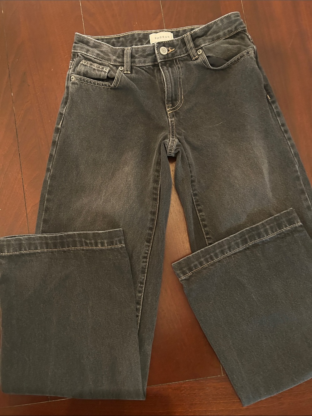 PacSun Women's Black Washed Straight-Leg Jeans